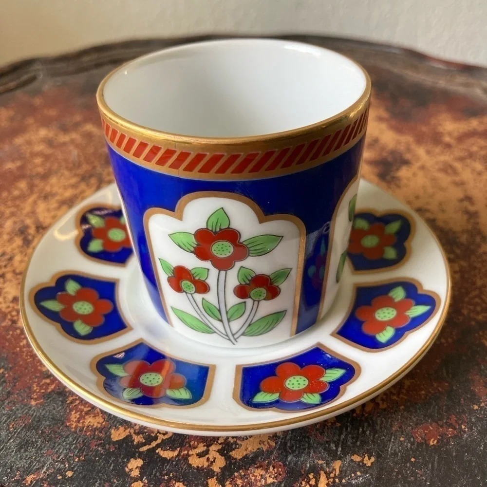 Fitz & Floyd Oriental Flower Demitasse Set